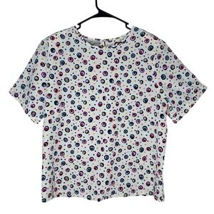 Kathie Lee VTG NWT Polka Dot Top SZ 16 Multicolor Short Sleeve Made in USA retro